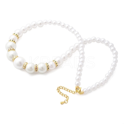 ABS Imitation Pearl Round Graduated Beaded Necklaces for Women NJEW-B125-01G-1