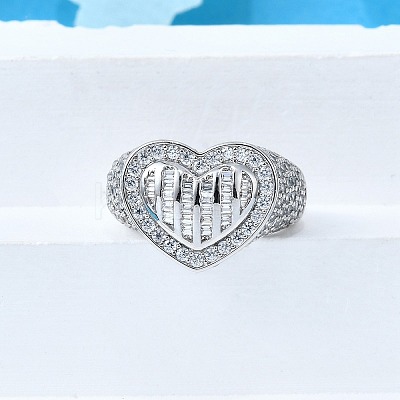Brass Micro Pave Clear Cubic Zirconia Cuff Rings for Women RJEW-G347-01P-1