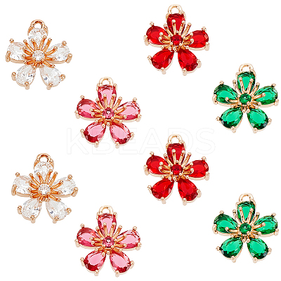 8Pcs 4 Colors Transparent Glass Pendants GLAA-GA0002-31-1