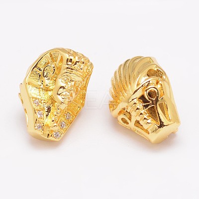 Brass Micro Pave Cubic Zirconia Beads ZIRC-P017-04-NR-1