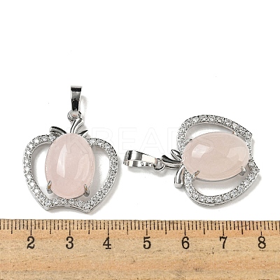 Natural Rose Quartz with Clear Cubic Zirconia Pendants G-G133-03P-27-1