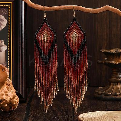 Bohemian Handmade Glass Seed Beads Dangle Earrings EM1640-1