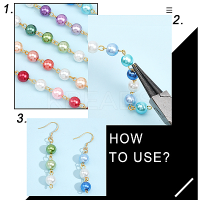5Pcs 5 Color Handmade Glass Pearl Beaded Chain AJEW-CA0003-32-1