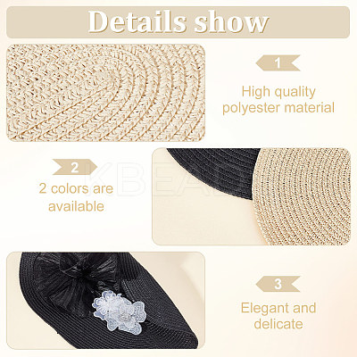 2Pcs 2 Colors Polyester Imitation Straw Oval Hat Base for Millinery AJEW-FG0002-83-1