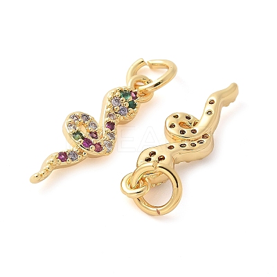 Brass Micro Pave Cubic Zirconia Charms KK-U056-35G-1