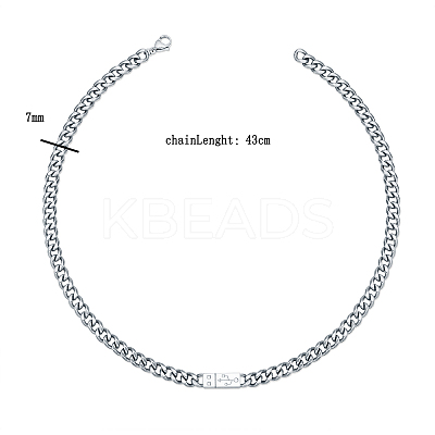 Non-Tarnish Stylish 304 Stainless Steel Men's Double-sided Polished Cuban Link Chain Necklace IS7309-1