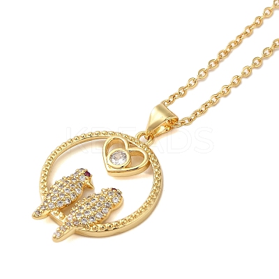 Brass Micro Pave Clear Cubic Zirconia Pendant Necklaces for Women NJEW-S429-05G-02-1