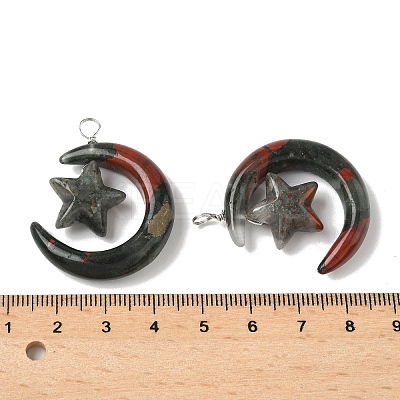 Natural Afican Bloodstone Pendants G-Z086-01P-16-1