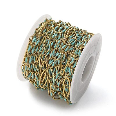304 Stainless Steel Enamel Link Chains CHS-U003-01G-05-1