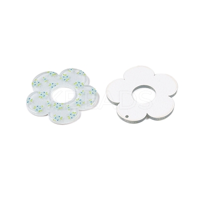 Flower Theme Printed Acrylic Pendants OACR-T028-06B-1