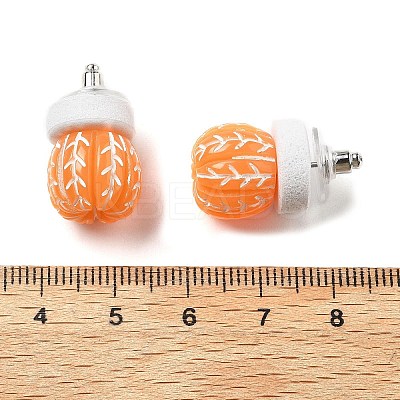 Resin Orange Stud Earrings LS-EJEW-B136-01-1