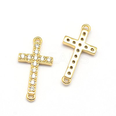 Latin Sideways Cross Brass Micro Pave Cubic Zirconia Links ZIRC-E010-04G-1