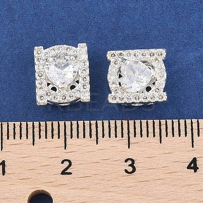 Rack Plating Brass Micro Pave Cubic Zirconia Beads KK-F879-07S-1
