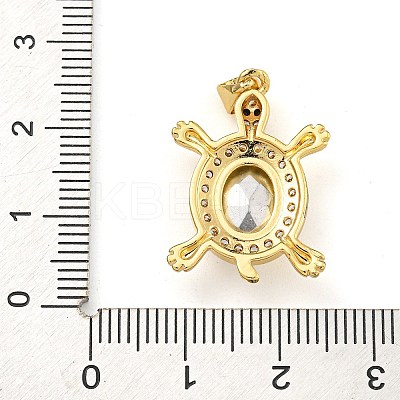 Tortoise Rack Plating Brass Micro Pave Cubic Zirconia Charms KK-G513-78A-05G-1