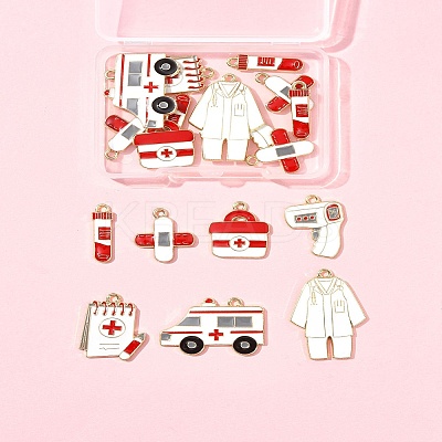 18Pcs 7 Styles Medical Theme Alloy Enamel Pendants FIND-FS0004-36-1