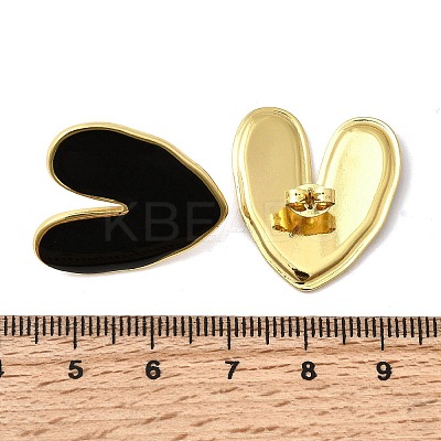Heart 201 Stainless Steel Enamel Stud Earrings EJEW-Z151-12G-02-1