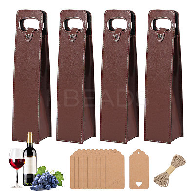 4Pcs PU Leather Single Wine Bottle Tote Carrier Bags CON-CA0001-028A-1