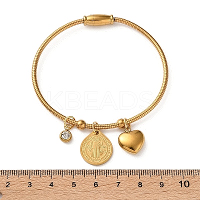 304 Stainless Steel Charm Bangles for Women BJEW-G770-02G-1