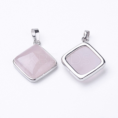 Natural Rose Quartz Pendants G-E420-03P-1