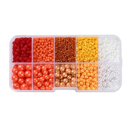 DIY 10 Grids ABS Plastic & Glass Seed Beads Jewelry Making Finding Beads Kits DIY-G119-01D-1
