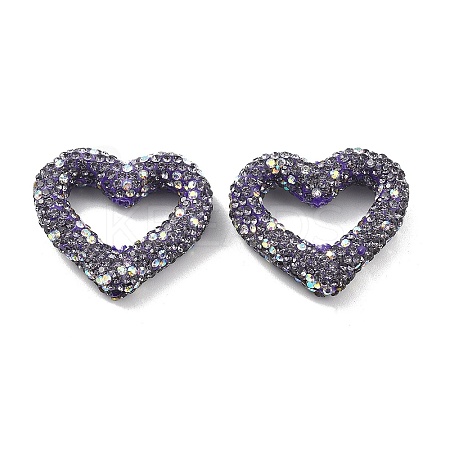 Heart Shape Polymer Clay Rhinestone Beads CLAY-NH0001-09B-03-1