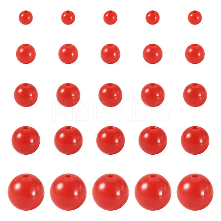 100Pcs 5 Styles Opaque Acrylic Beads MACR-TADJ0001-12A-1