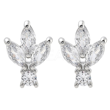 Brass Clear Cubic Zirconia Stud Earring Findings KK-A238-02B-P-1