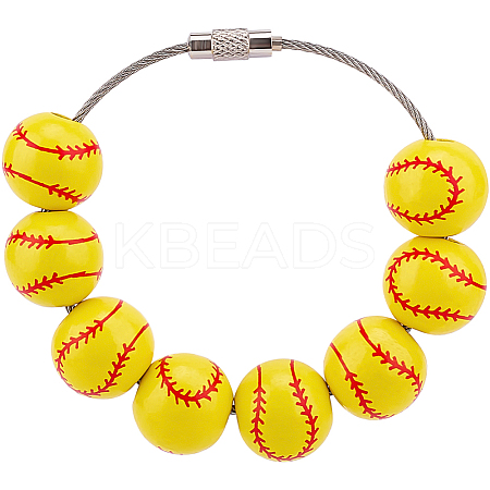16mm Round Sport Ball Wooden Beaded Embellishments FIND-WH20003-42A-1