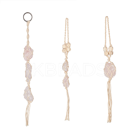 3Pcs 3 Style Irregular Gemstone Hanging Pendant Decoration HJEW-EL0001-09-1