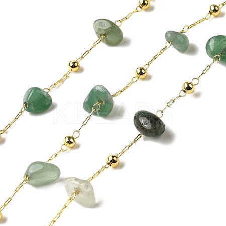 Handmade Natural Green Aventurine Chip Beaded Chains CHC-F020-09G-12-1