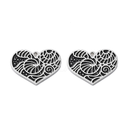 304 Stainless Steel Black Enamel Pendants STAS-M102-67P-1