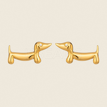304 Stainless Steel Dog Stud Earrings for Women UX9475-1