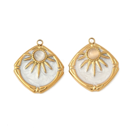 304 Stainless Steel Cat Eye Pendants STAS-V015-46G-1