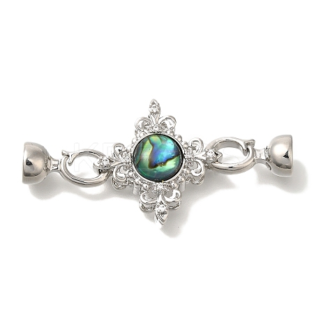 Brass & Abalone & Shell Fold Over Clasps KK-K389-131P-1