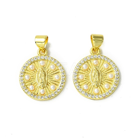 Real 18K Gold Plated Brass Micro Pave Clear Cubic Zirconia Pendants KK-H472-35B-G-1