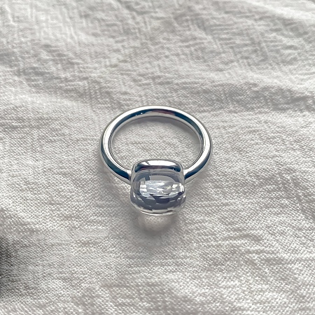 Square 304 Stainless Steel with Glass Finger Rings FS-WG8AAFA-16-1