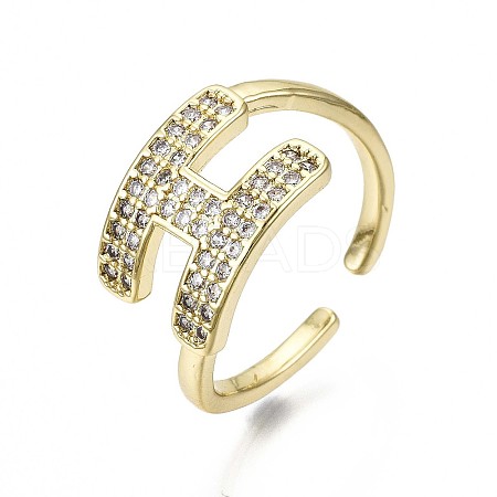 Brass Micro Pave Clear Cubic Zirconia Cuff Rings RJEW-S044-114-NF-1