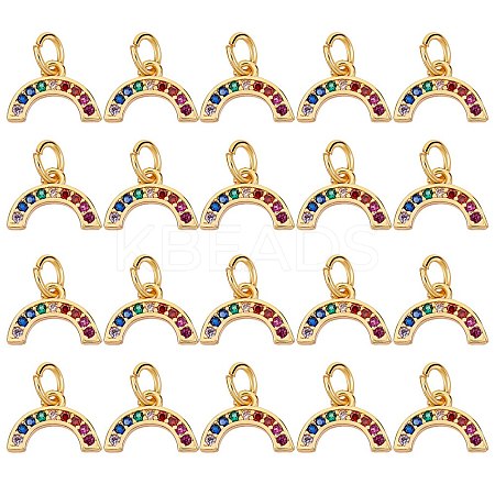 20Pcs Brass Micro Pave Colorful Cubic Zirconia Charms KK-SZ0004-71-1