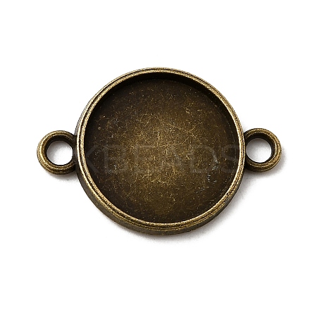 Flat Round Alloy Cabochon Connector Settings PALLOY-N0087-03AB-NF-1
