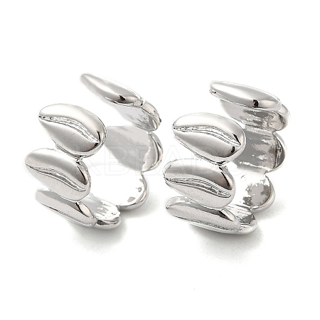 Rack Plating Brass Leaf Cuff Earrings EJEW-E290-07P-1