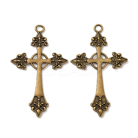 Cross Tibetan Style Alloy Big Pendants TIBEP-Q058-04AB-FF-1