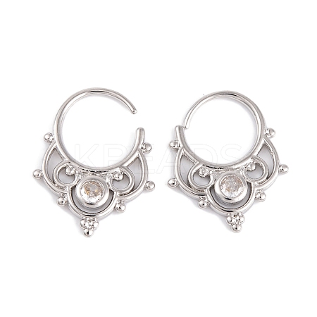Rack Plating Brass Cubic Zirconia Earrings EJEW-S219-11P-1