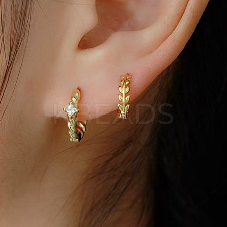 S925 Silver Leaf Hoop Earrings Fashionable and Delicate Ear Jewelry FP4888-1-1