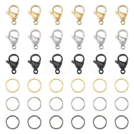 60Pcs 304 Stainless Steel Lobster Claw Clasps STAS-TA0001-46C-1