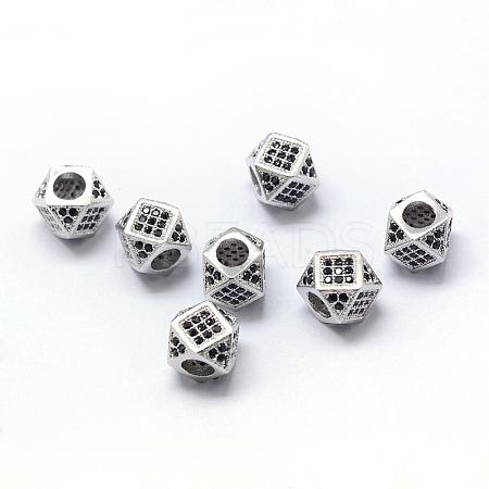 Rack Plating Brass Cubic Zirconia Beads ZIRC-S029-01P-1