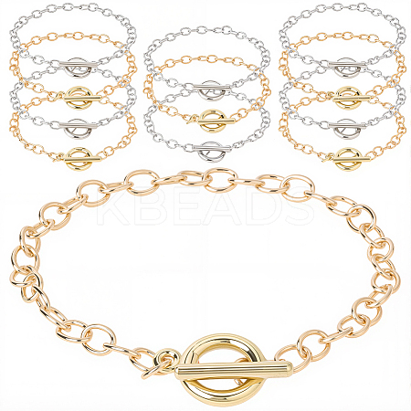 12Pcs 2 Colors Alloy Cable Chain Bracelets for Women Men BJEW-SC0001-60-1
