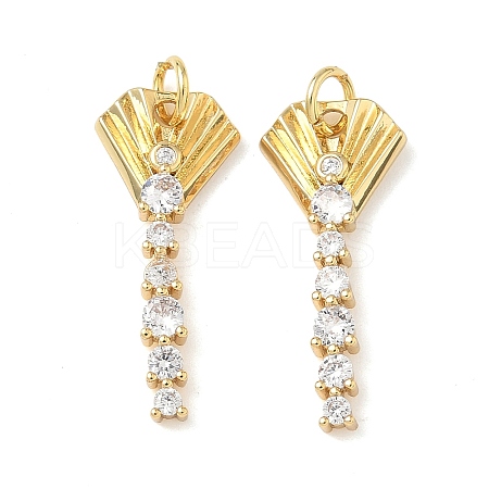 Brass Micro Pave Clear Cubic Zirconia Pendants KK-P342-13G-1