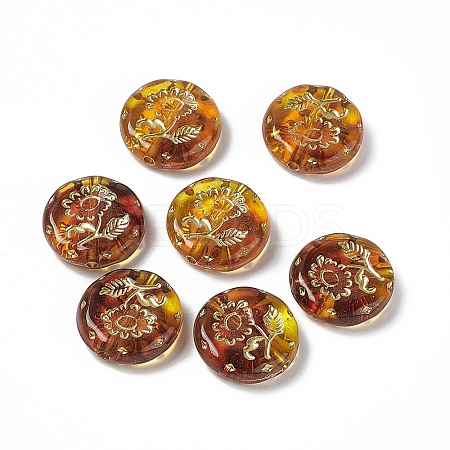 Golden Metal Enlaced Acrylic Beads OACR-H019-07-1