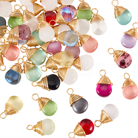 50Pcs Transparent Glass Pendants FIND-SP0004-02-1