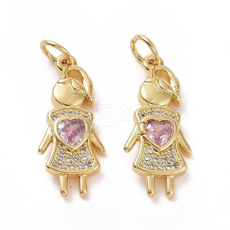Brass Cubic Zirconia Pendants ZIRC-I062-01G-1